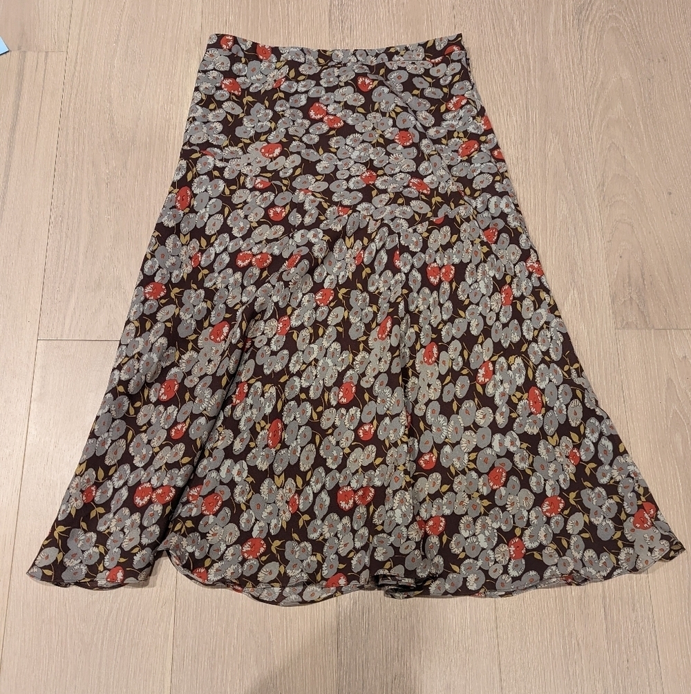 Vintage Y2K Silk Floral Patterned Women's Skirt